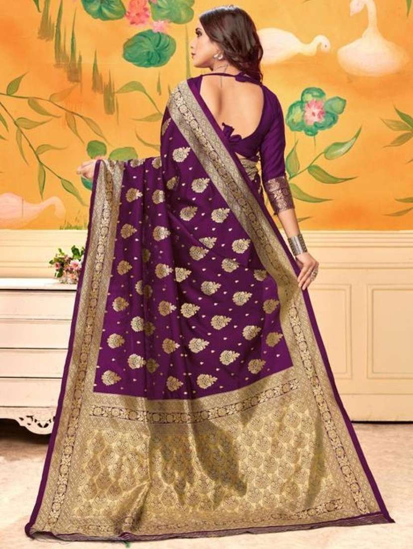 Women Self Design Kanjivaram Saree With Blouse - 22187610 -  Standard Image - 3