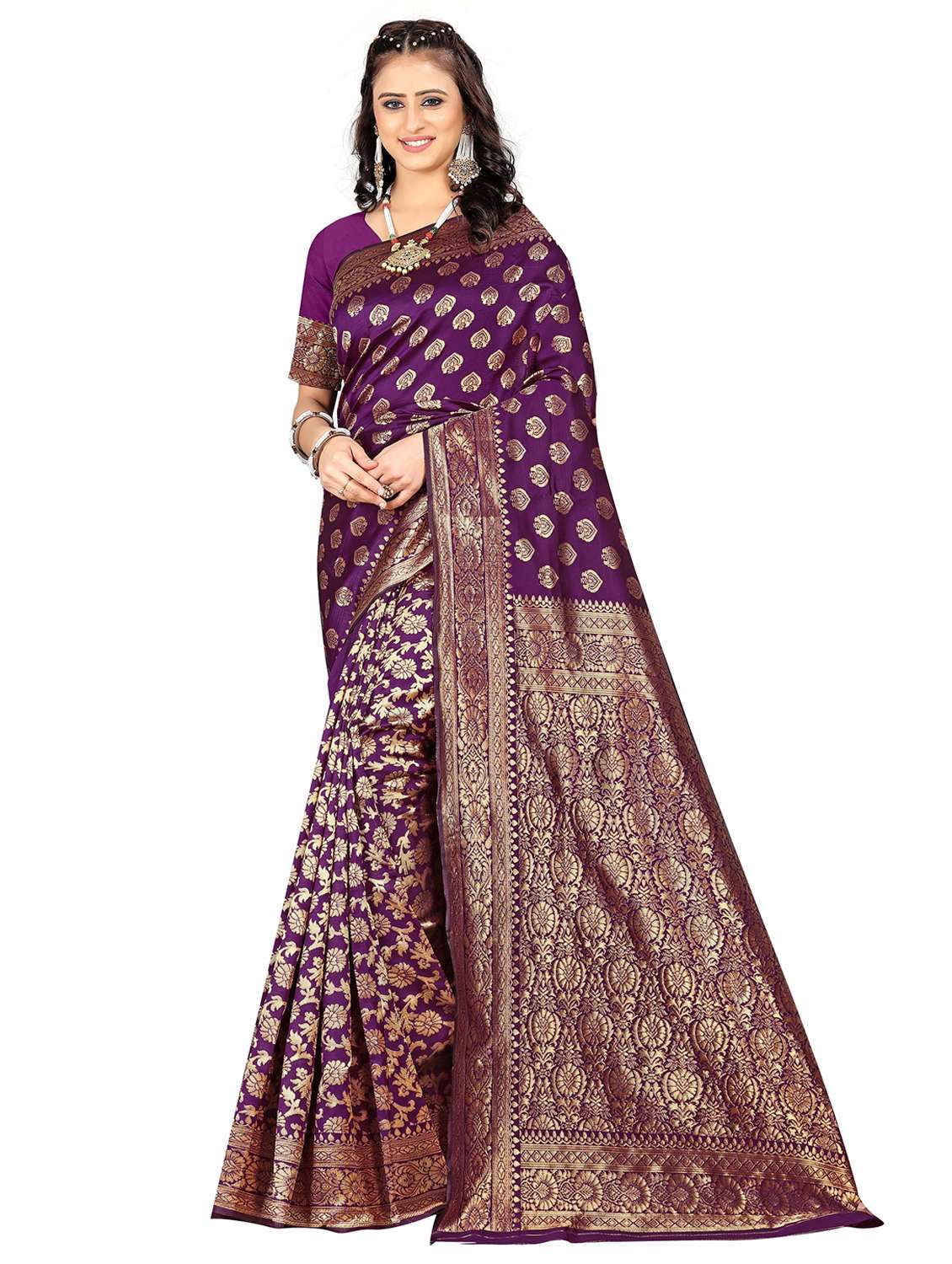 women self design kanjivaram saree with blouse