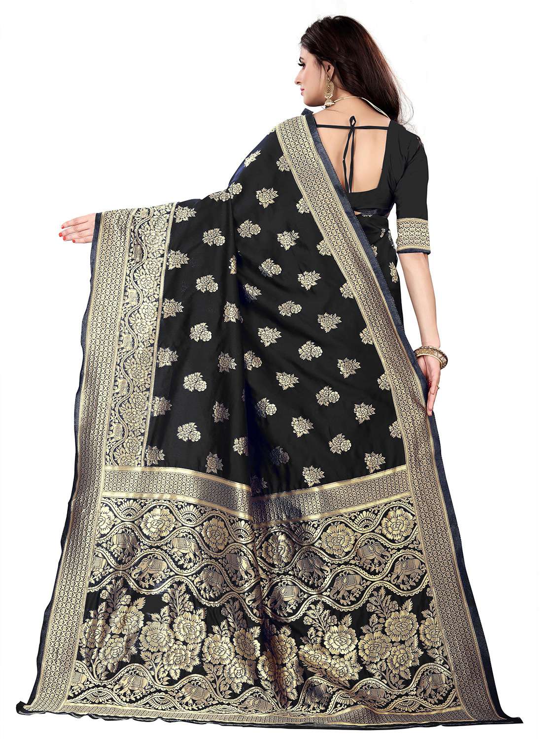 women self design kanjivaram saree with blouse - 22187625 -  Standard Image - 3