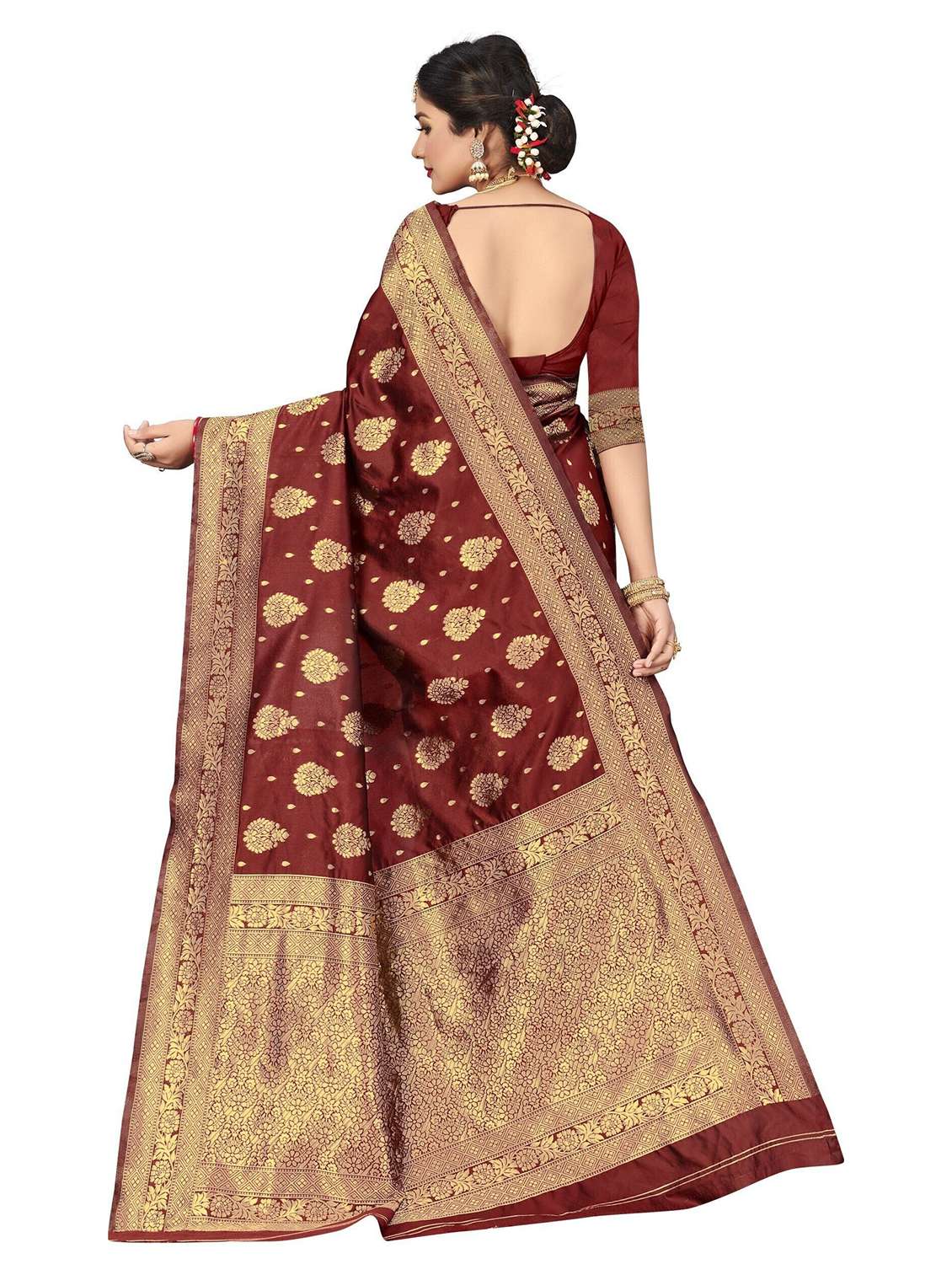 women self design kanjivaram saree with blouse - 22187629 -  Standard Image - 3