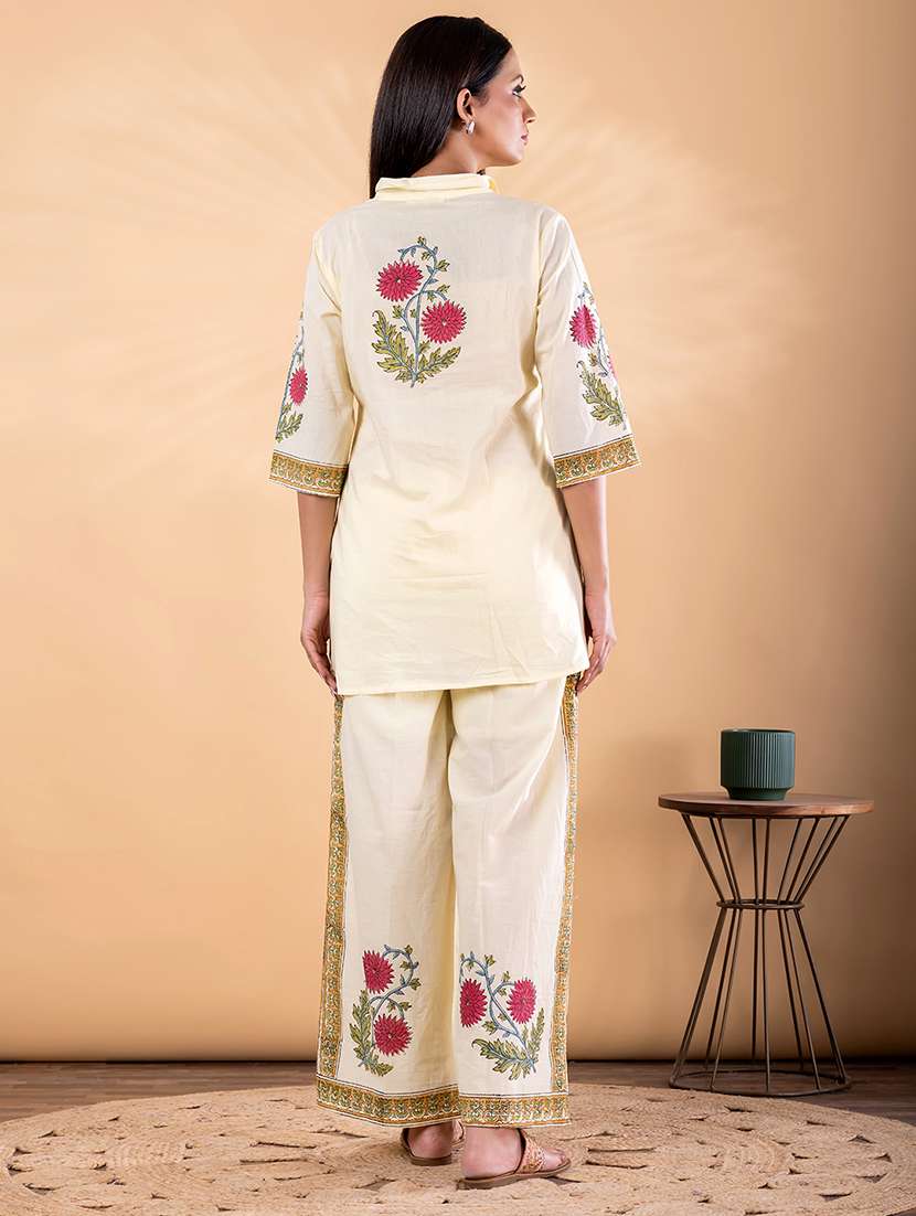 women floral three quarter sleeve shirt & trouser co-ord set - 22187637 -  Standard Image - 3