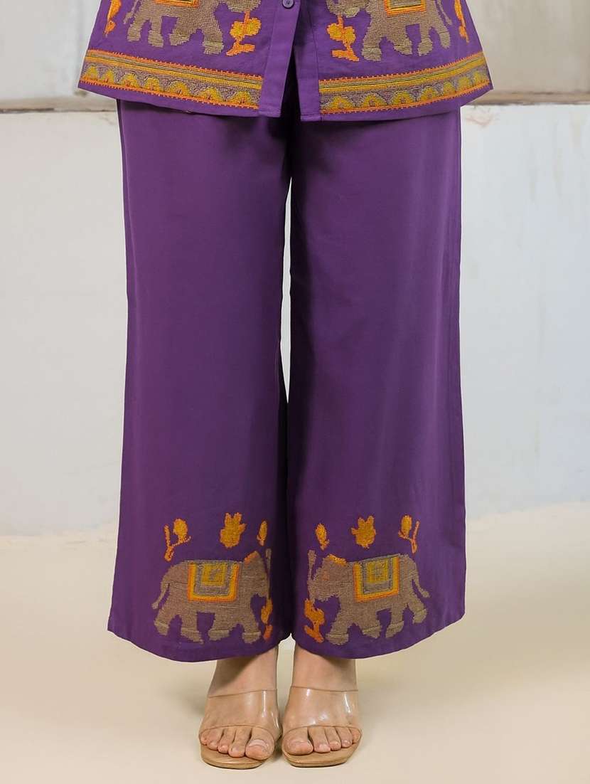 women solid with work long sleeve ethnic co-ord set - 22187653 -  Standard Image - 3