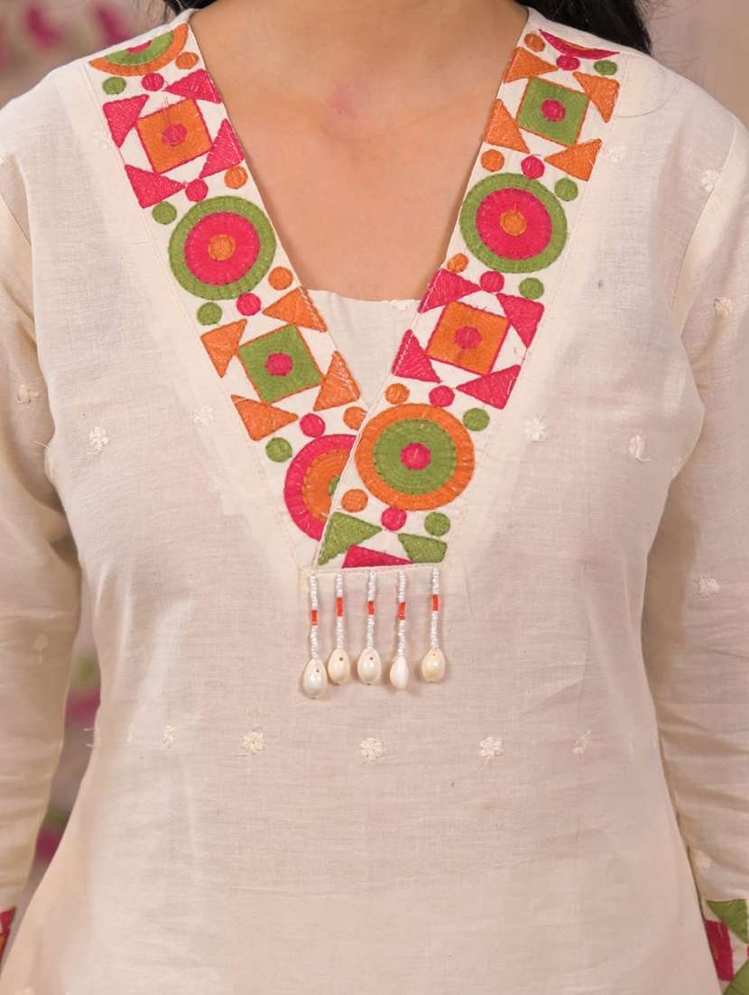 women solid with work three quarter sleeve ethnic co-ord set - 22187671 -  Standard Image - 5