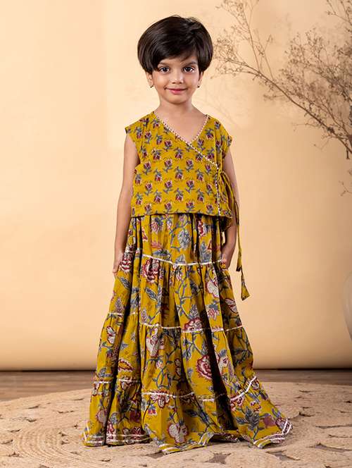 mustard cotton lehenga choli - 22187676 -  Standard Image - 0