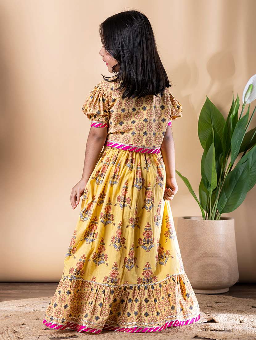 girls printed flared sleeve lehenga and choli set - 22187677 -  Standard Image - 3
