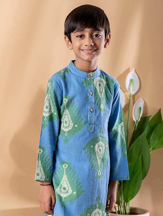 boys printed long sleeve kurta & pyjama set - 22187719 -  Standard Image - 5
