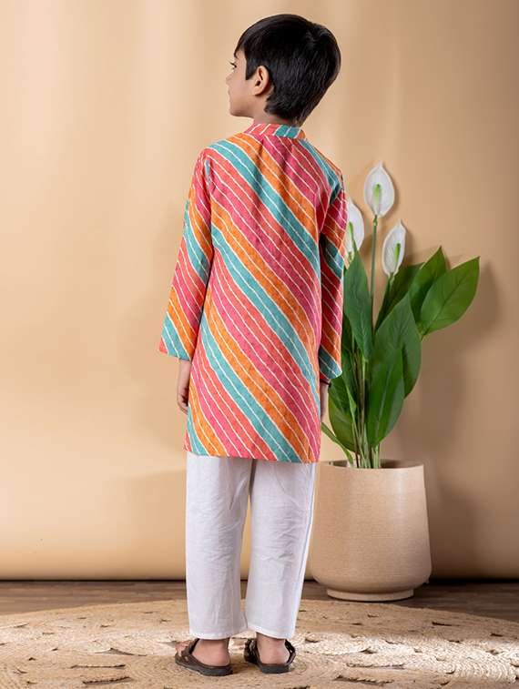 boys printed long sleeve kurta & pyjama set - 22187720 -  Standard Image - 3