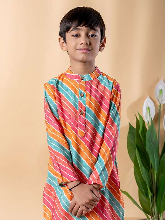 boys printed long sleeve kurta & pyjama set - 22187720 -  Standard Image - 5