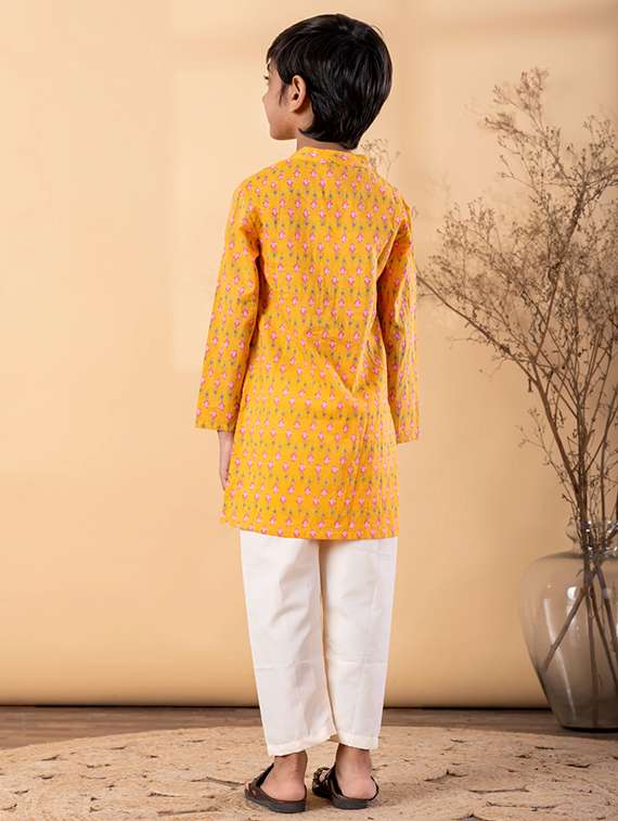 boys printed long sleeve kurta & pyjama set - 22187722 -  Standard Image - 3