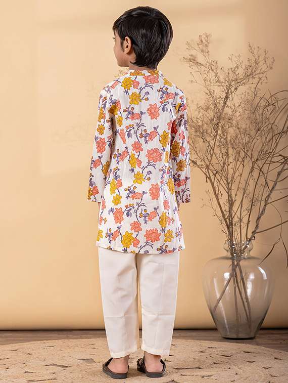 boys printed long sleeve kurta & pyjama set - 22187723 -  Standard Image - 3