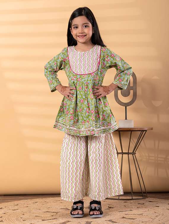 green cotton suit set