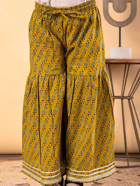 girls printed long sleeve kurta and sharara set - 22187760 -  Standard Image - 5