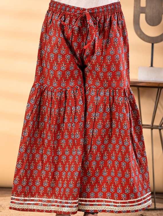 girls printed long sleeve kurta and sharara set - 22187761 -  Standard Image - 5