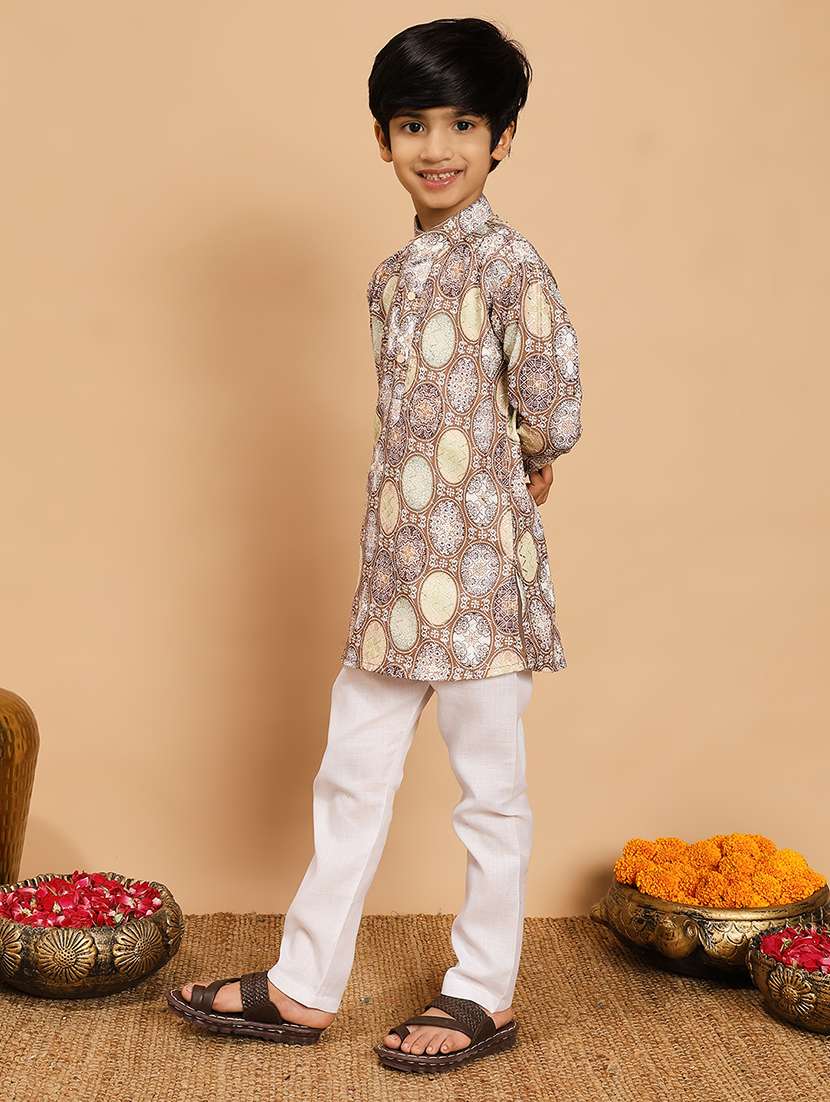 beige rayon kurta sets kurtas & set - 22187769 -  Standard Image - 3