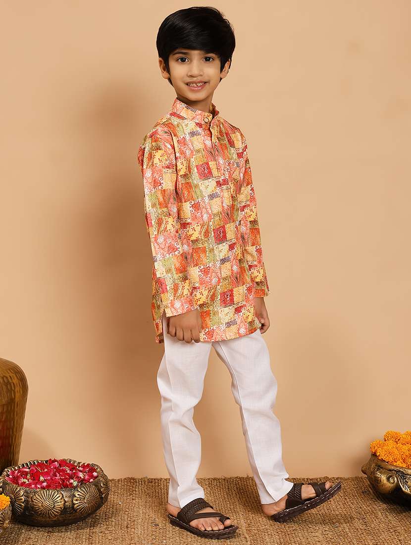 orange rayon kurta sets kurtas & set - 22187770 -  Standard Image - 3