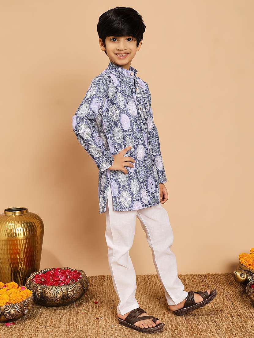 lavender rayon kurta sets kurtas & set - 22187772 -  Standard Image - 3