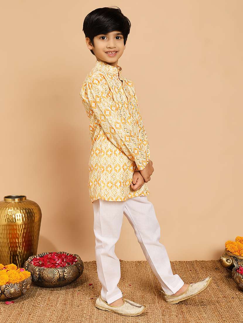 yellow rayon kurta sets kurtas & set - 22187773 -  Standard Image - 3