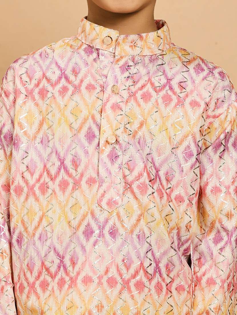 boys printed long sleeve kurta & pyjama set - 22187775 -  Standard Image - 5