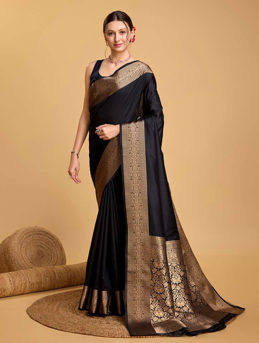 women solid with bordered saree with blouse - 22187783 -  Zoom Image - 0