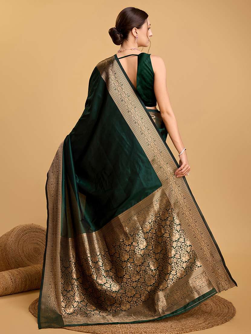 women solid with bordered saree with blouse - 22187784 -  Standard Image - 3