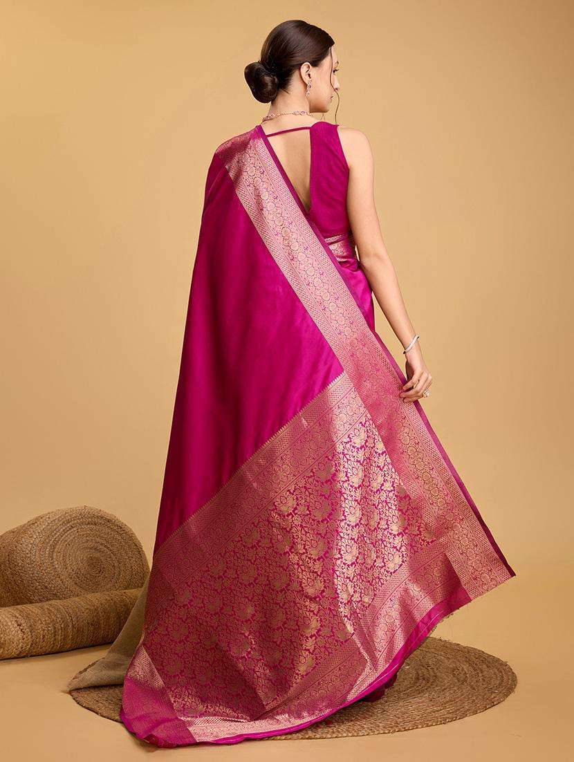 women solid with bordered saree with blouse - 22187786 -  Standard Image - 3