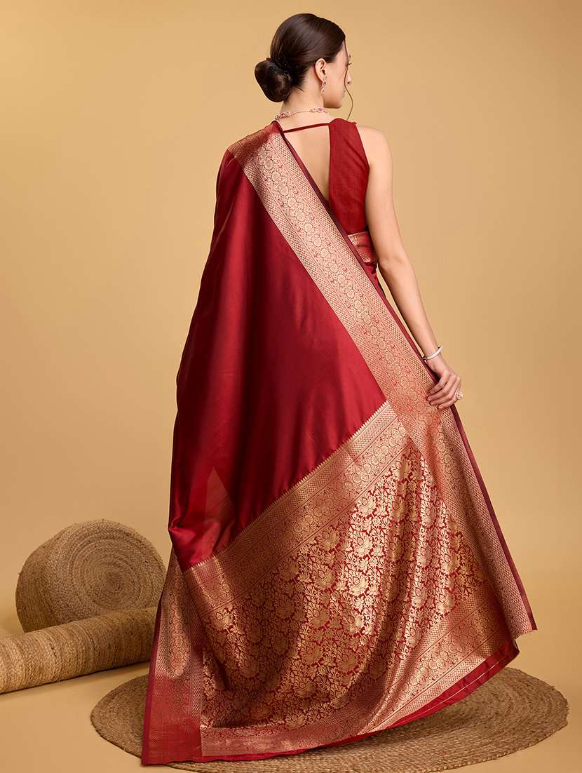 women solid with bordered saree with blouse - 22187787 -  Standard Image - 3