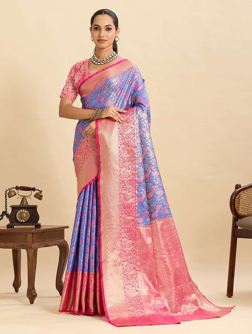 women self design banarasi saree with blouse