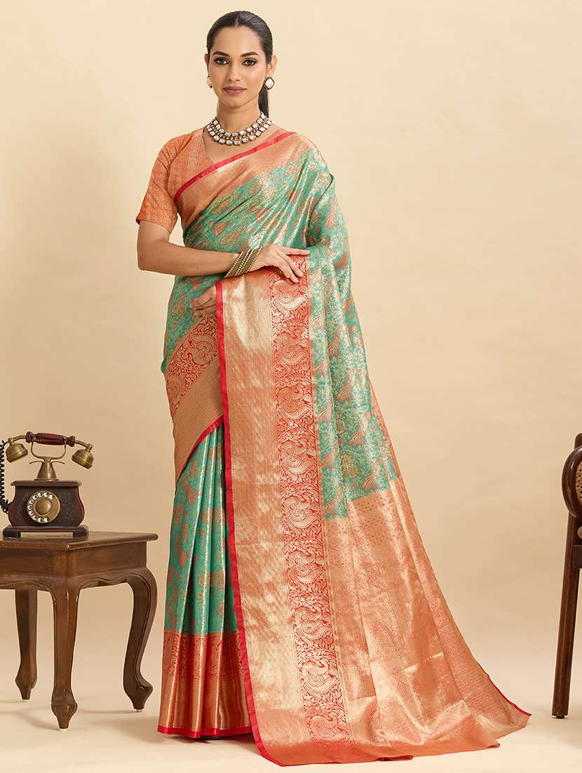 women self design banarasi saree with blouse