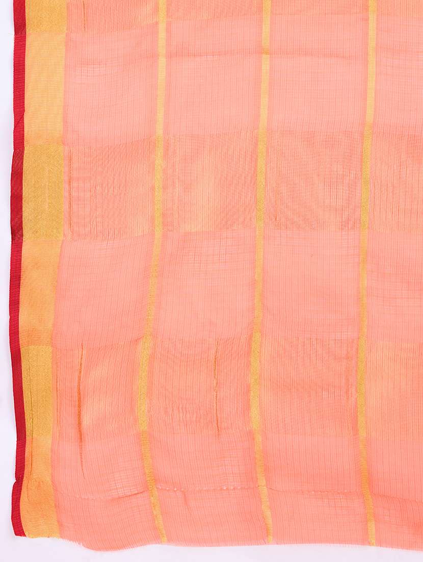 women checkered bordered saree with blouse - 22187795 -  Standard Image - 5