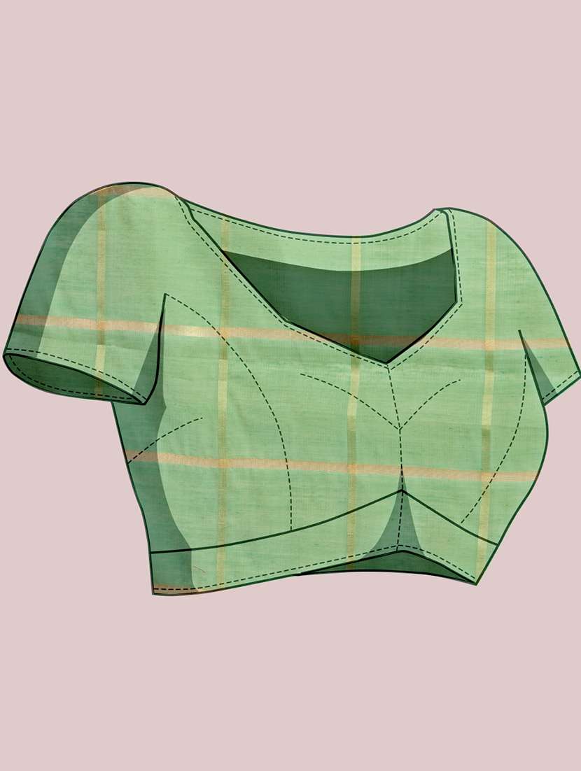 women checkered bordered saree with blouse - 22187796 -  Standard Image - 5