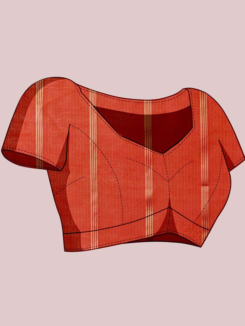 women checkered bordered saree with blouse - 22187800 -  Standard Image - 5