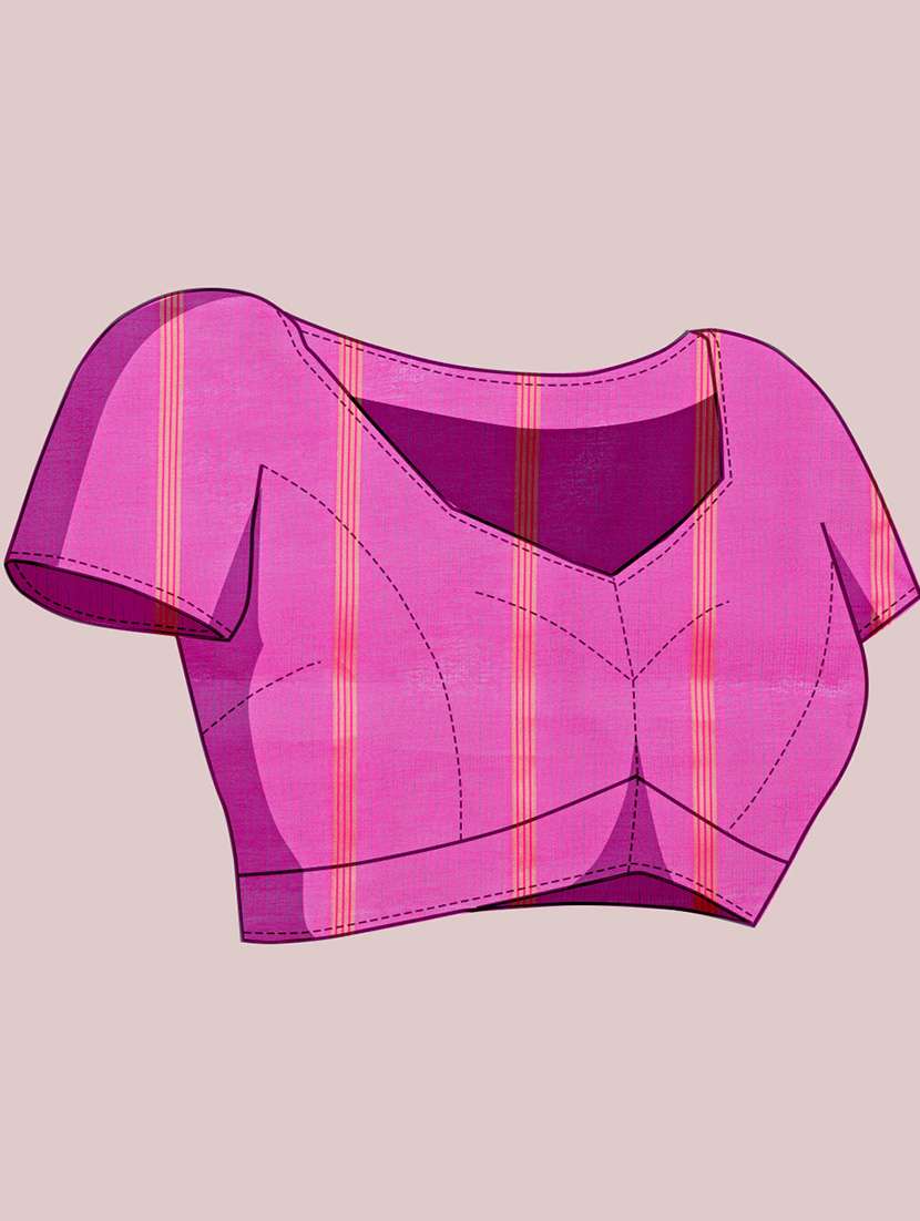 women checkered bordered saree with blouse - 22187803 -  Standard Image - 5