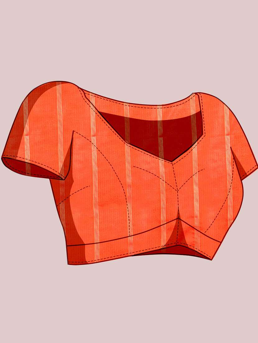 women checkered bordered saree with blouse - 22187804 -  Standard Image - 5