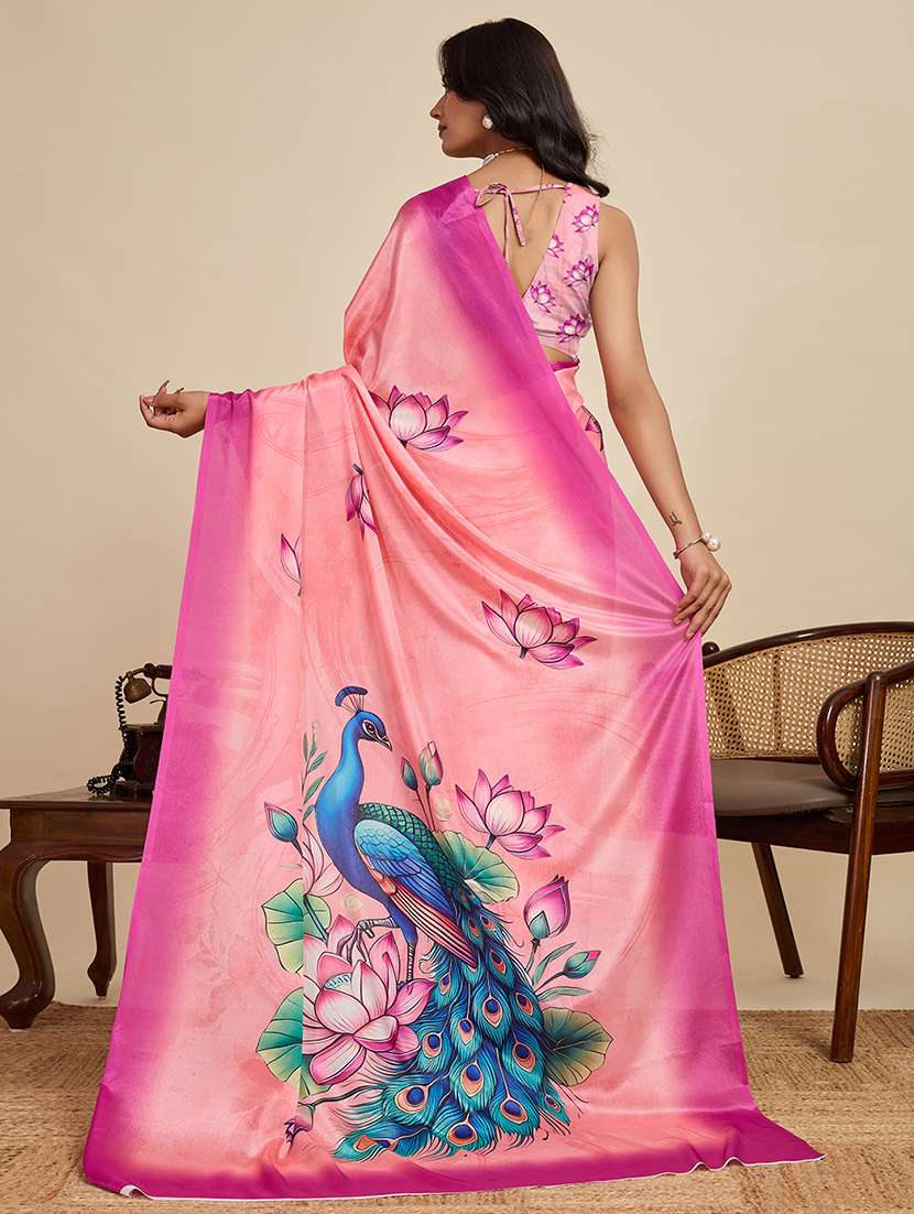 women floral printed saree with blouse - 22187818 -  Standard Image - 3