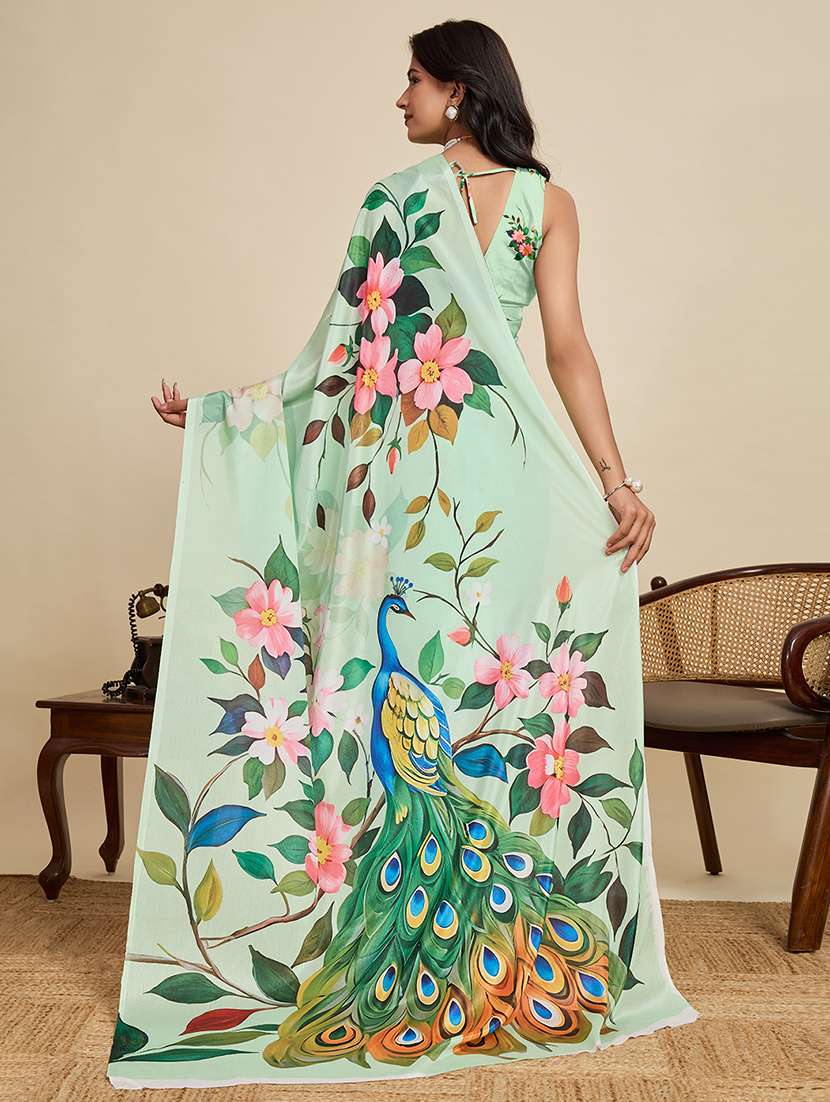 women floral printed saree with blouse - 22187819 -  Standard Image - 3