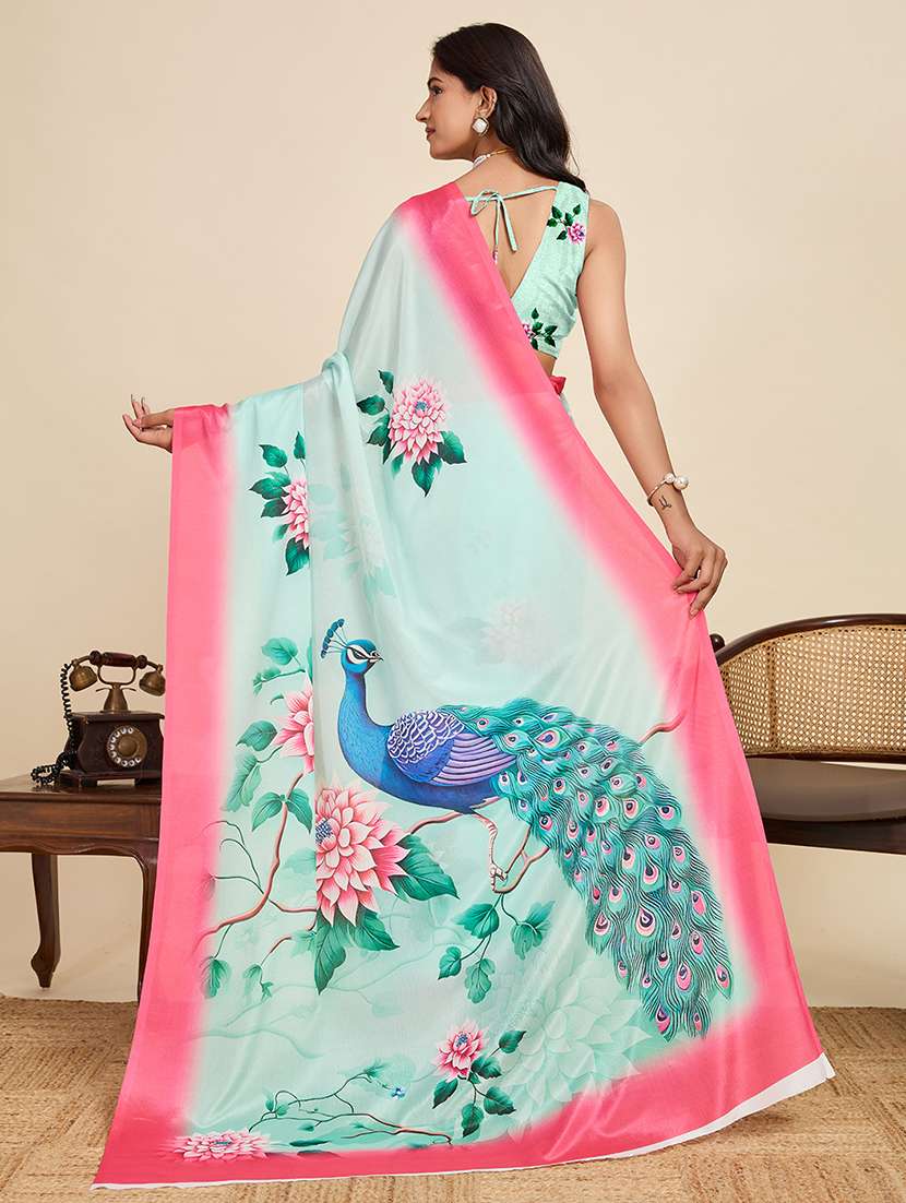 women floral printed saree with blouse - 22187820 -  Standard Image - 3