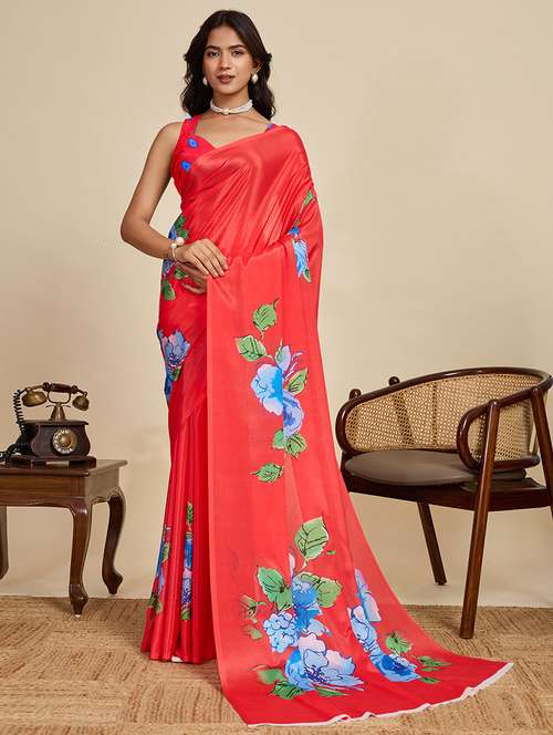 women floral printed saree with blouse - 22187821 -  Standard Image - 0
