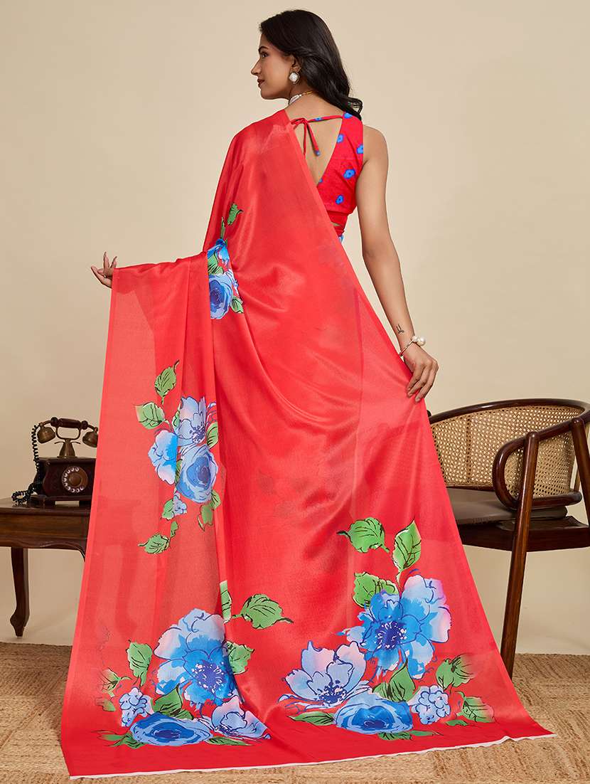 women floral printed saree with blouse - 22187821 -  Standard Image - 3