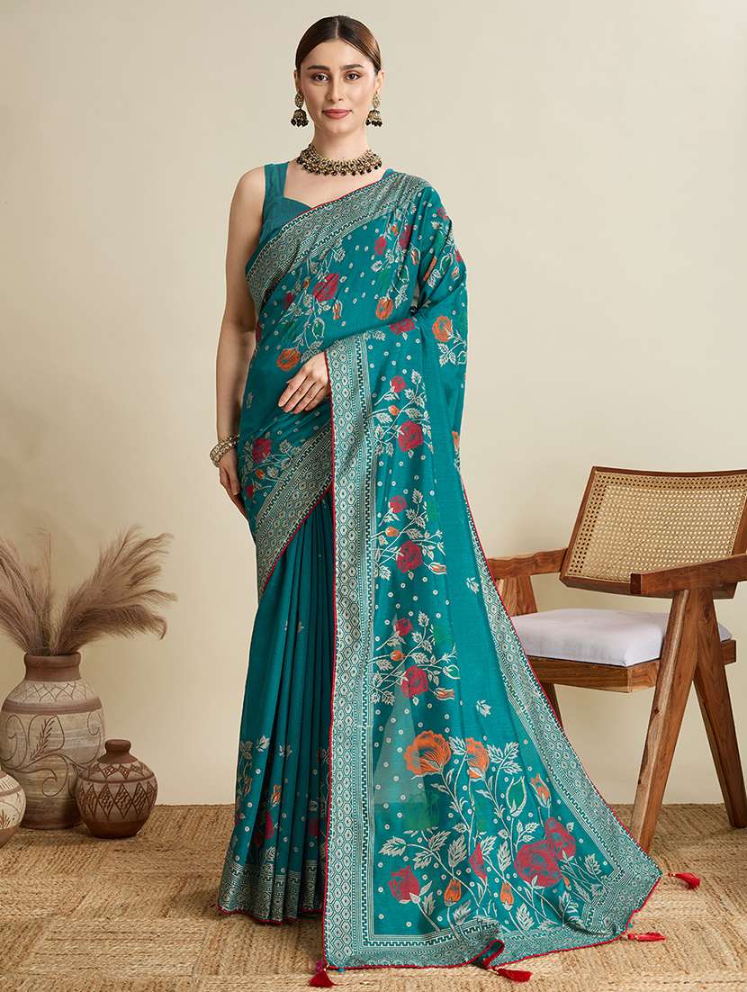 women floral printed saree with blouse