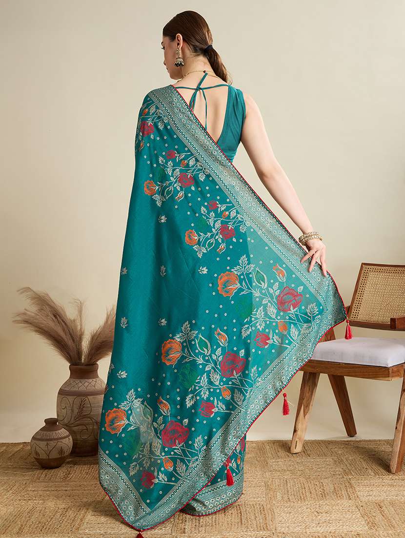 women floral printed saree with blouse - 22187824 -  Standard Image - 3