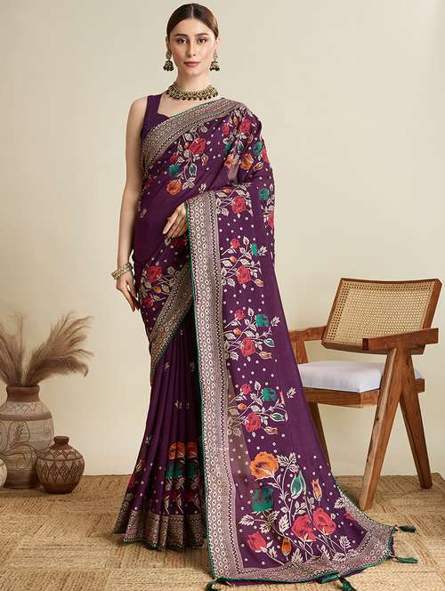 women floral printed saree with blouse - 22187825 -  Standard Image - 0