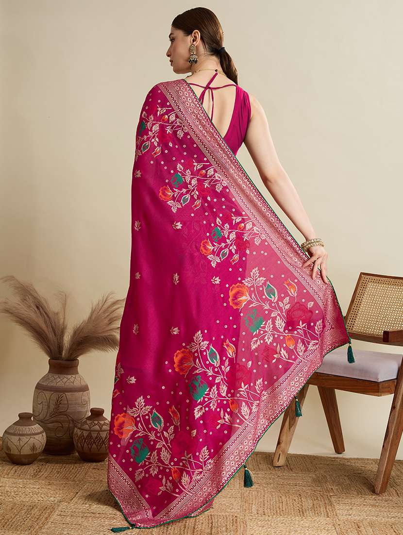 women floral printed saree with blouse - 22187827 -  Standard Image - 3