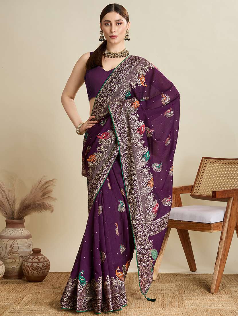 women printed casual wear saree with blouse