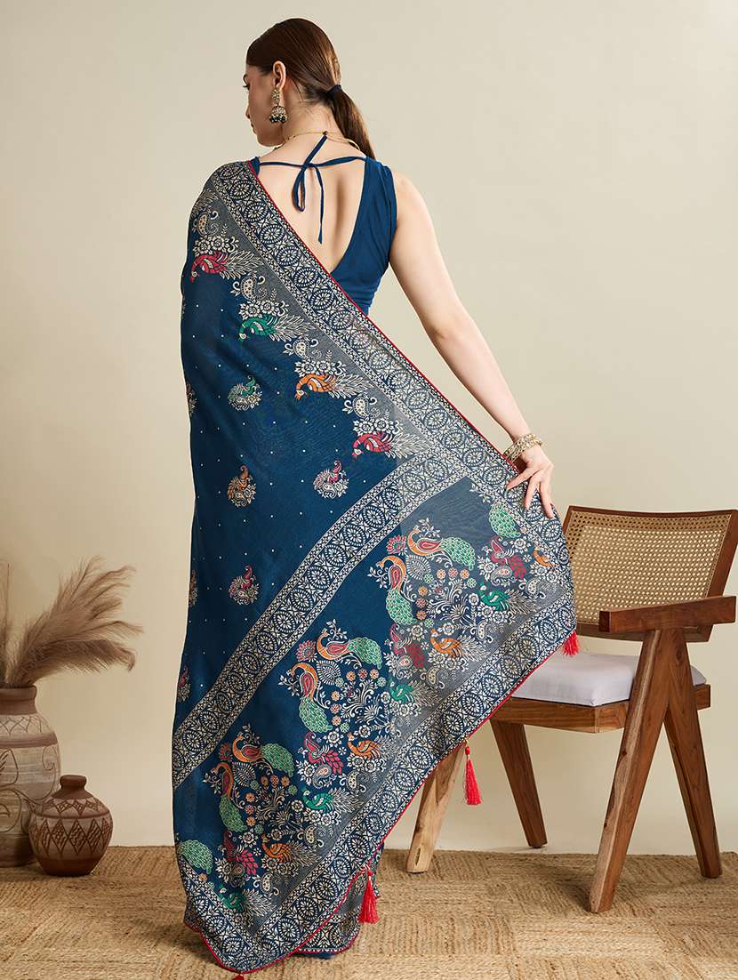 women printed casual wear saree with blouse - 22187830 -  Standard Image - 3