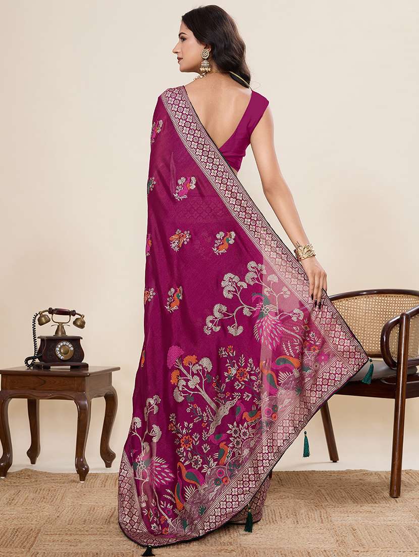women printed casual wear saree with blouse - 22187833 -  Standard Image - 3
