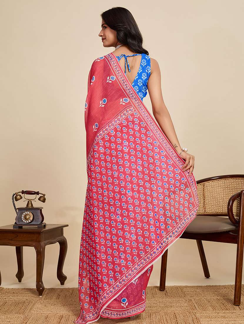 women printed casual wear saree with blouse - 22187838 -  Standard Image - 3