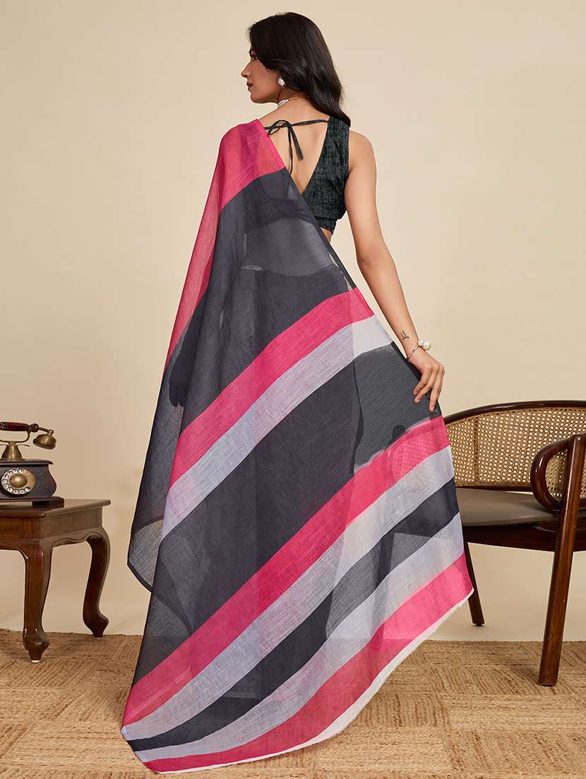 women printed casual wear saree with blouse - 22187840 -  Standard Image - 3