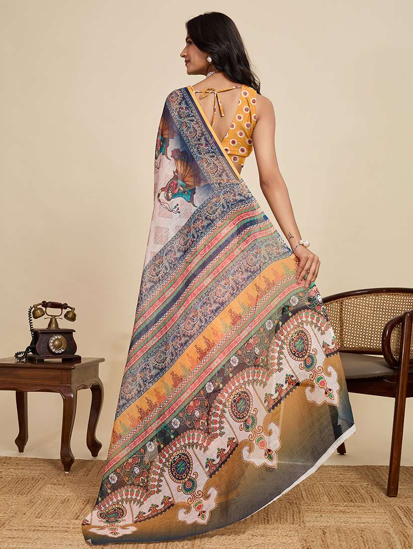 women printed casual wear saree with blouse - 22187841 -  Standard Image - 3