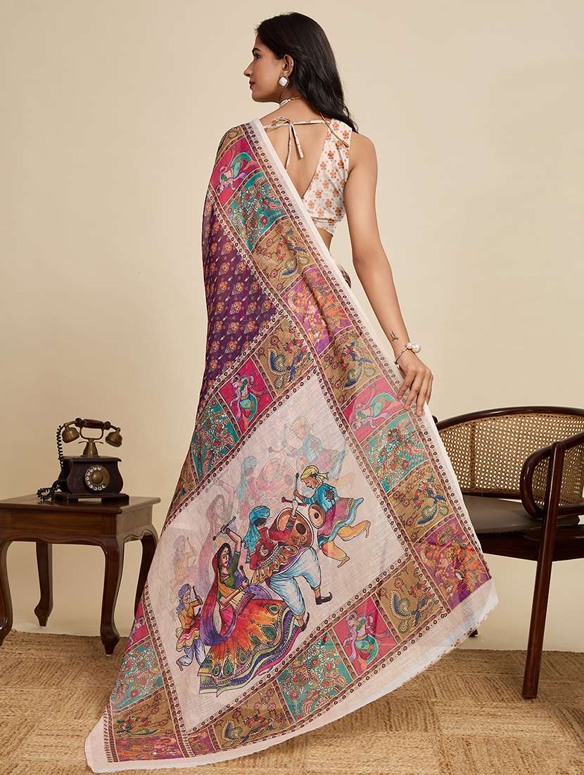 women printed casual wear saree with blouse - 22187842 -  Standard Image - 3