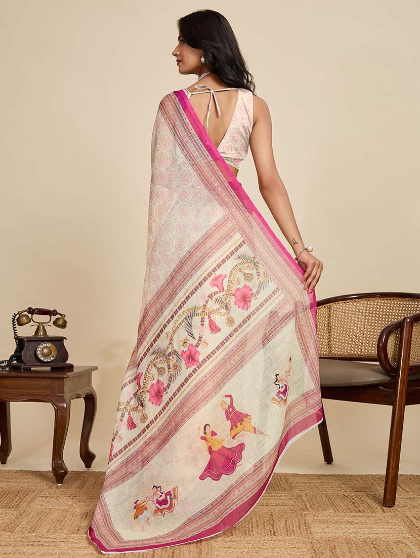 women printed casual wear saree with blouse - 22187844 -  Standard Image - 3